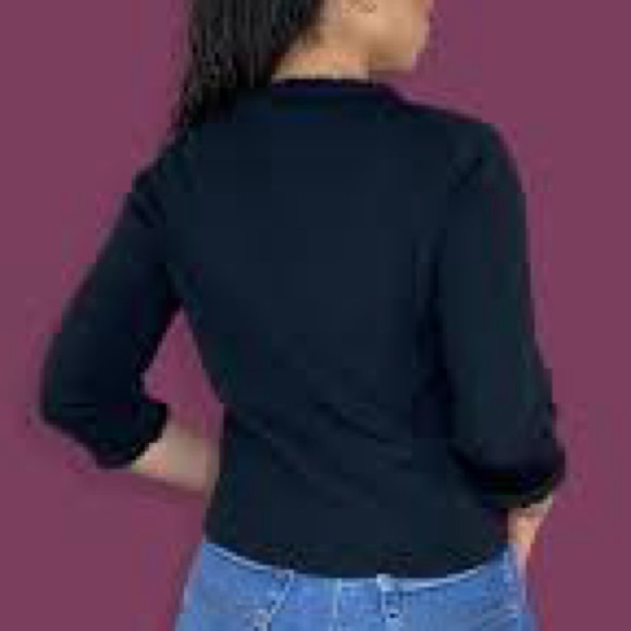 Grace Dane Lewis fringe trim V neck top - Picture 3 of 5